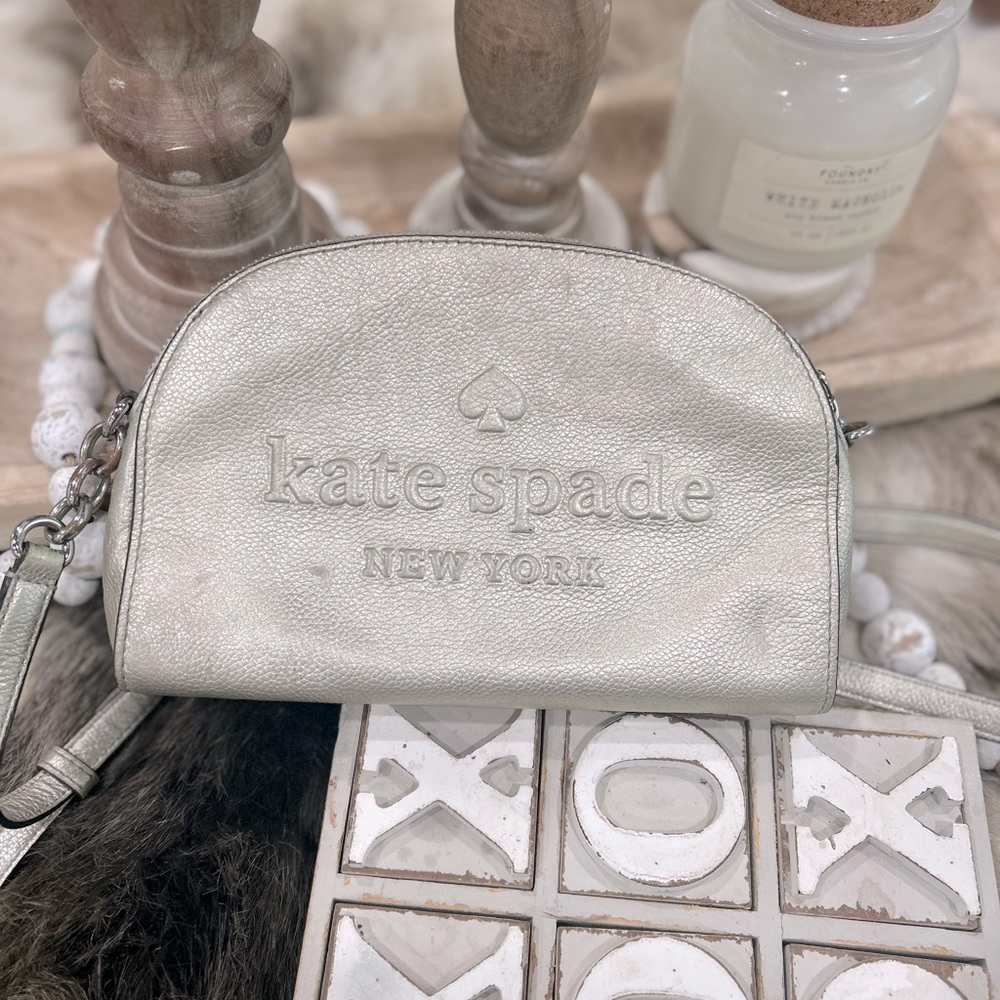 Kate Spade Silver Crossbody Bag with Dome Design